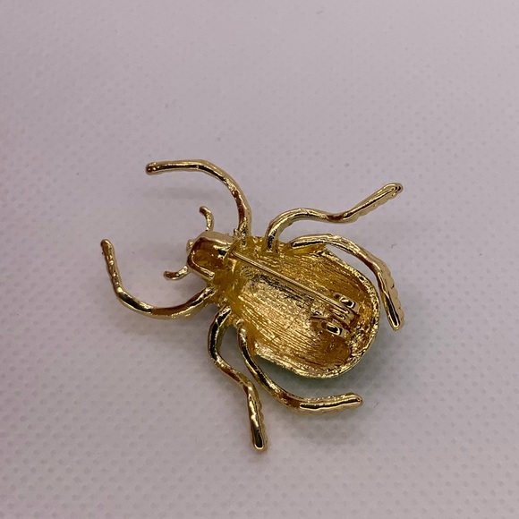 Retro Green Insect Scarab Beetle Egypt Style Brooch - Picture 6 of 7